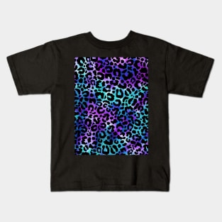 Cute Tie Dye Purple Blue Boho Leopard Print Kids T-Shirt